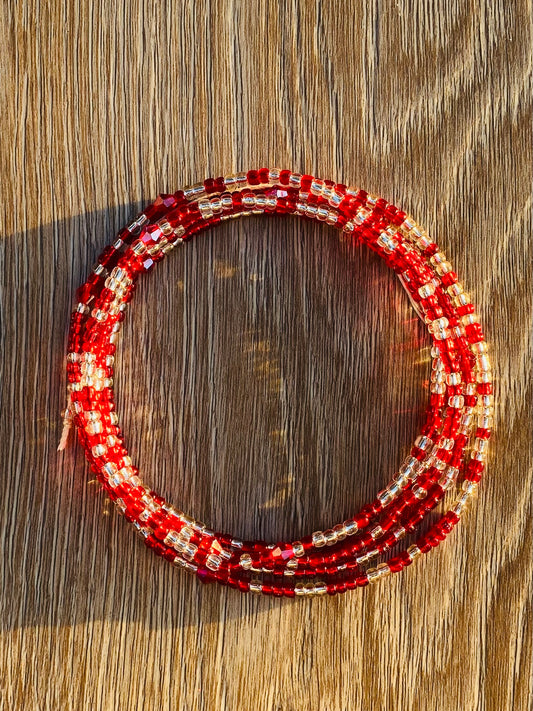 Red & Clear Waist Beads - semi permanent